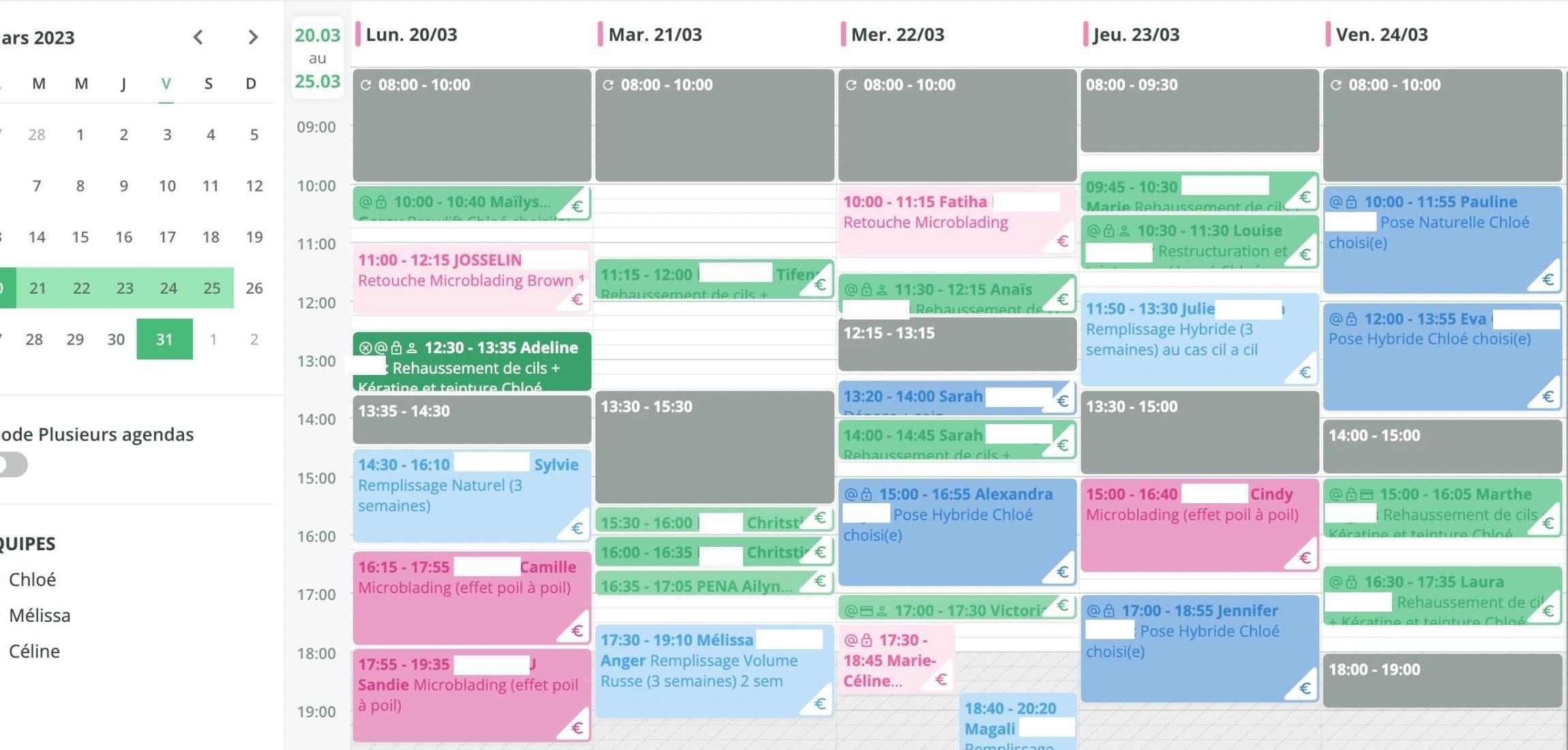 agenda institut de beauté